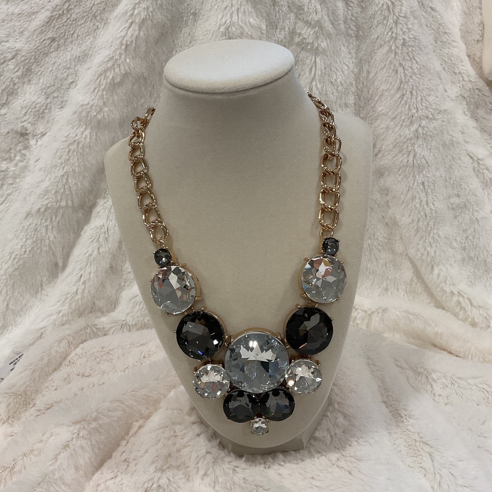 Chico’s Faux Crystal and Gold Statement Necklace